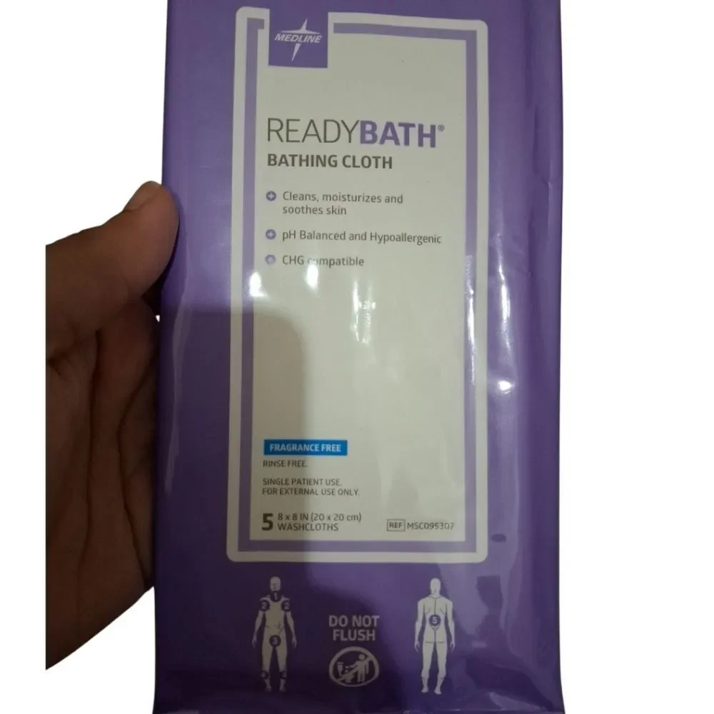 Medline ReadyBath Bathing Cloth Washcloths Fragrance Free 5 Pack NEW